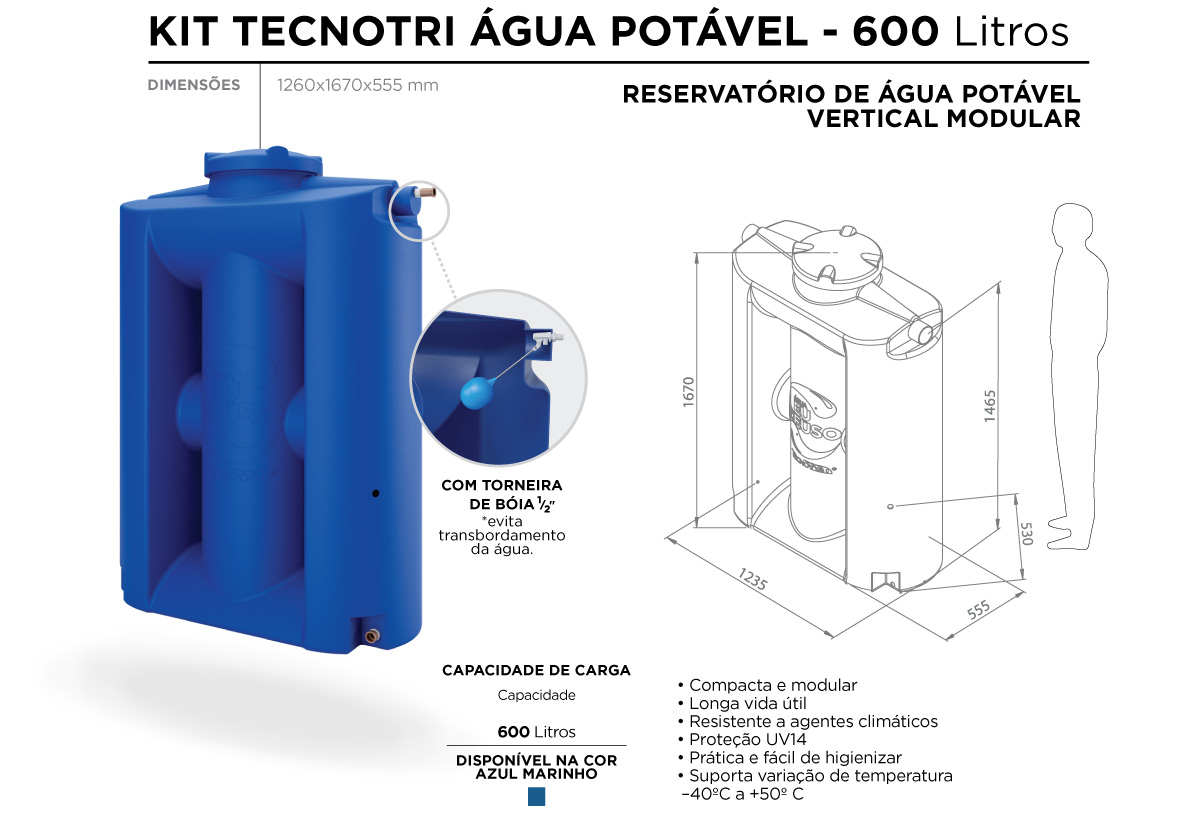 Cisterna para Água Potável 600 litros - Imagem 2