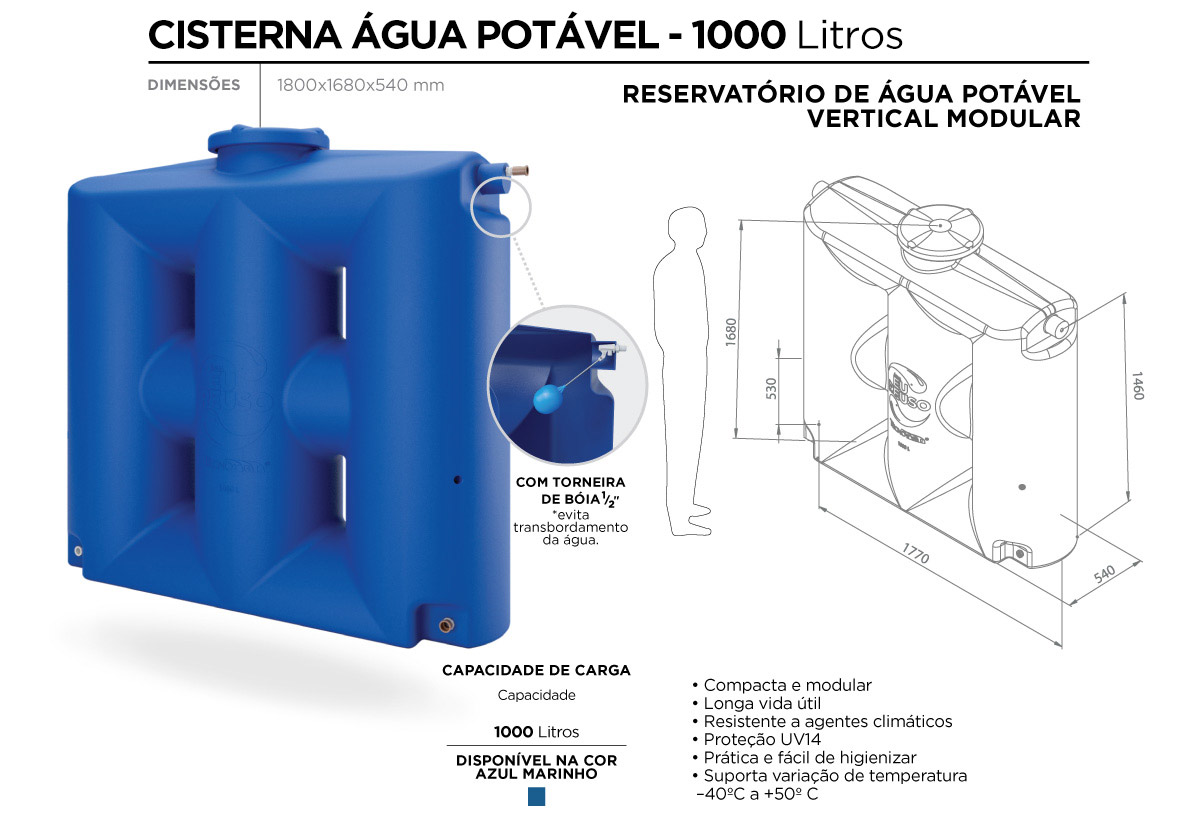 cisterna agua potavel 1000l, kit reuso agua 1000l